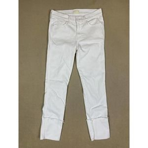 Mother Jeans Adult 26 White‎ The Pony Boy Frey Skinny Cropped Cuffed Hem Womens